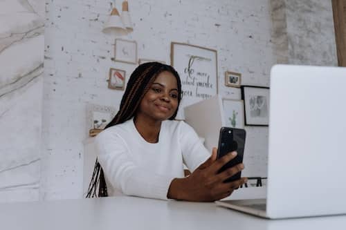 Woman talking to friends on phone