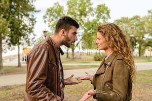 couple arguing outdoors