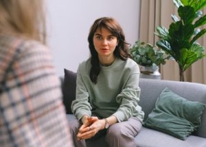 Young woman at a therapy session
